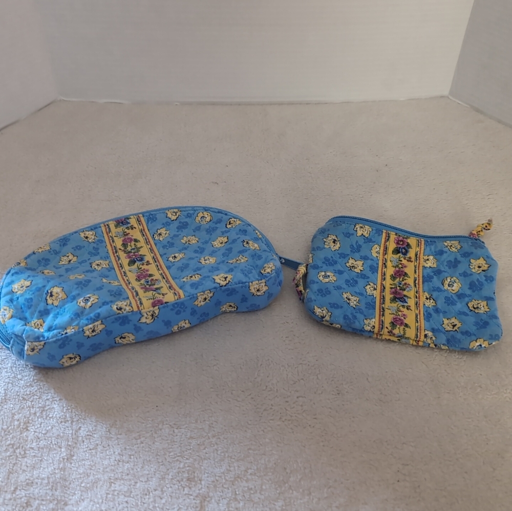 2005 Avon Quilted  Bag in Blue and Yellow with Matching Coin Purse